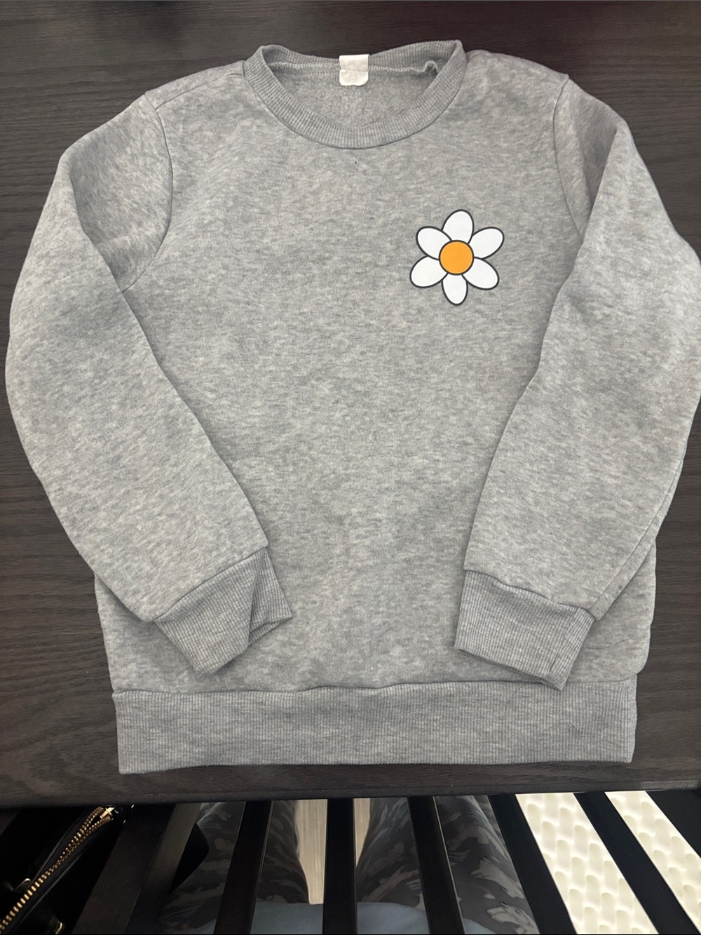 Gray Kids Sweatshirt with Daisy Graphic